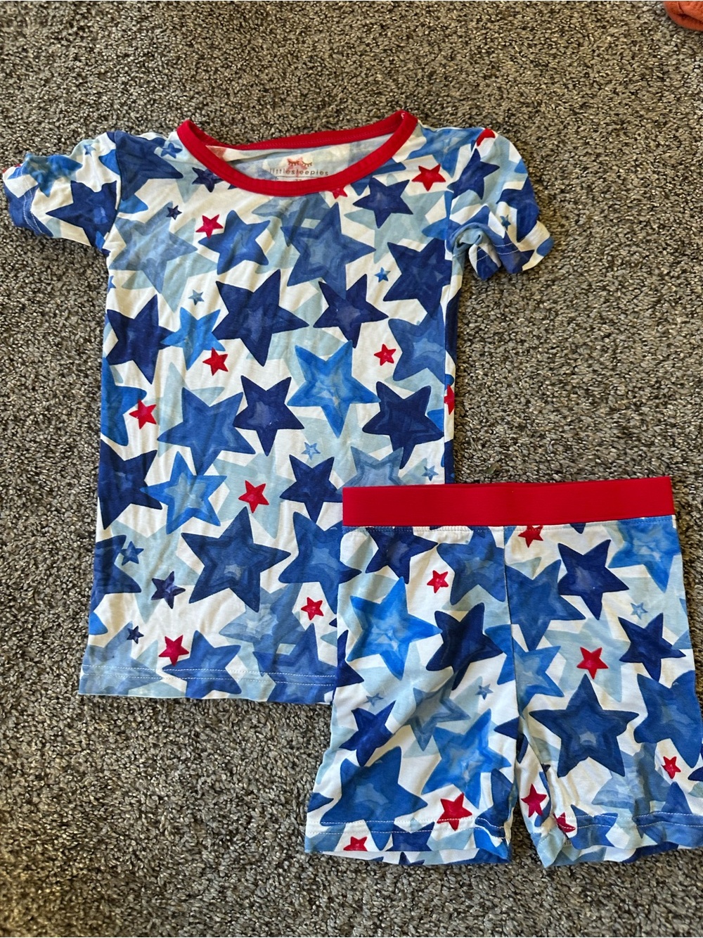 Little Sleepies Red, White and Blue Stars Shorts Pajamas 3T